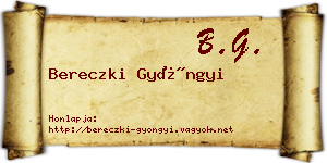 Bereczki Gyöngyi névjegykártya