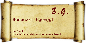 Bereczki Gyöngyi névjegykártya